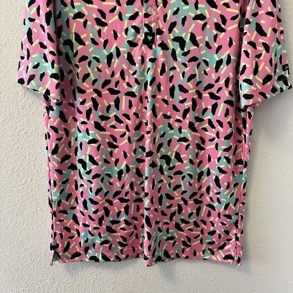 Bad Birdie Men's Polo Shirt Size Medium Short Sleeve Performance Golf 80's Retro - Picture 7 of 13